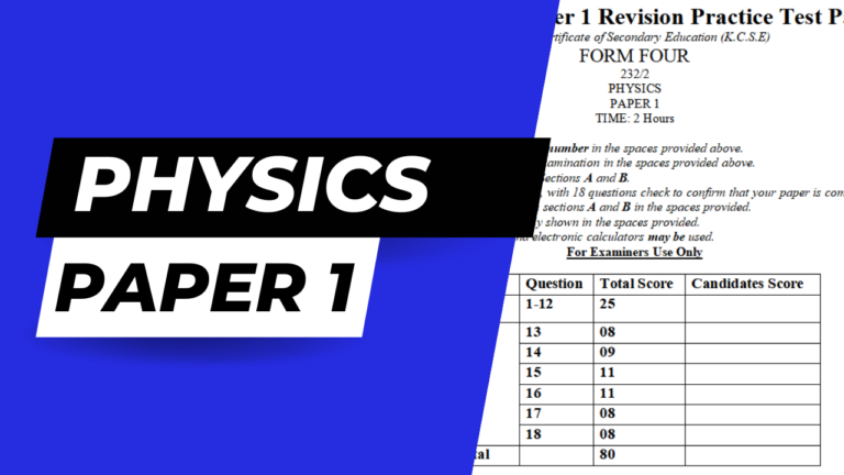 KCSE Physics Revision Test Papers